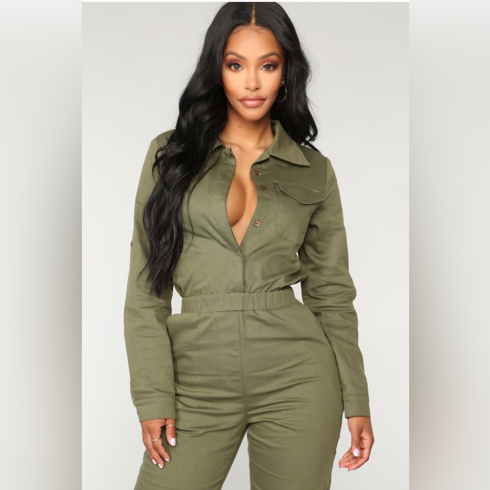 Aviator Babe Jumpsuit - Olive - Picture 2 of 3